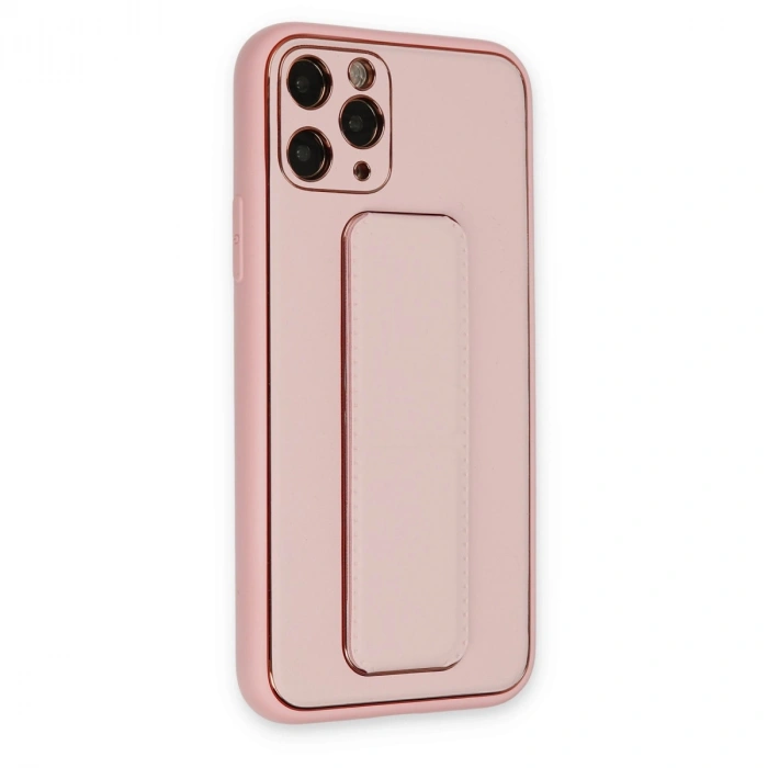 Apple İphone 11 Pro Kılıf Coco Deri Standlı Kapak - Pembe