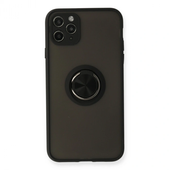 Apple İphone 11 Pro Kılıf Montreal Yüzüklü Silikon Kapak - Siyah