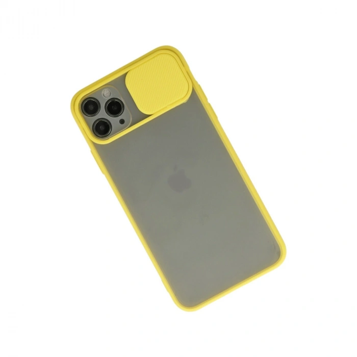 Apple İphone 11 Pro Kılıf Palm Buzlu Kamera Sürgülü Silikon - Sarı