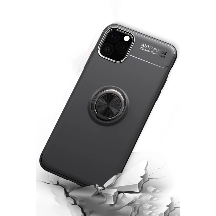 Apple İphone 11 Pro Kılıf Range Yüzüklü Silikon - Siyah
