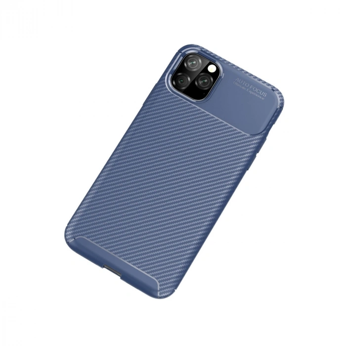 Apple İphone 11 Pro Max Kılıf Auto Focus Karbon Kapak - Lacivert