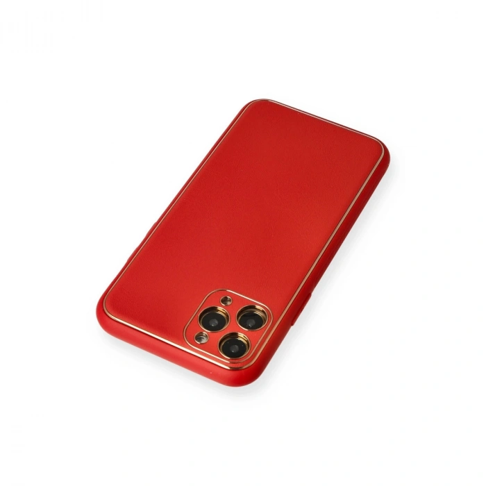 Apple İphone 11 Pro Max Kılıf Coco Deri Silikon Kapak - Kırmızı