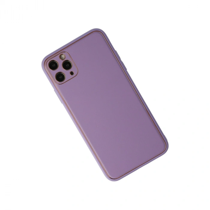 Apple İphone 11 Pro Max Kılıf Coco Deri Silikon Kapak - Lila
