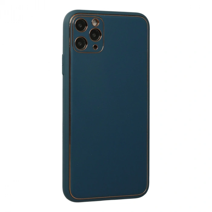 Apple İphone 11 Pro Max Kılıf Coco Deri Silikon Kapak - Mavi