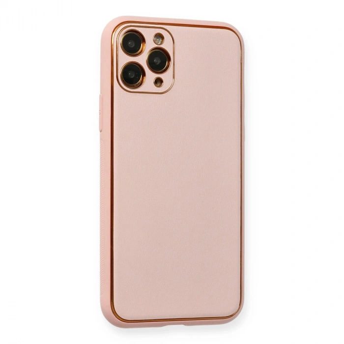 Apple İphone 11 Pro Max Kılıf Coco Deri Silikon Kapak - Pembe