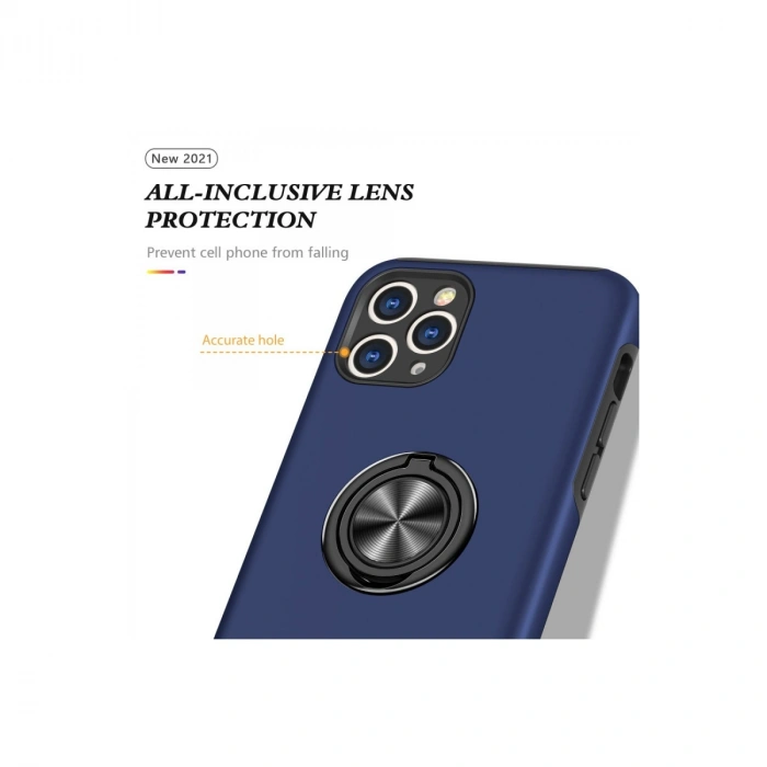 Apple İphone 11 Pro Max Kılıf Elit Yüzüklü Kapak - Lacivert
