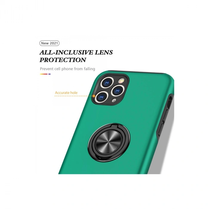 Apple İphone 11 Pro Max Kılıf Elit Yüzüklü Kapak - Yeşil