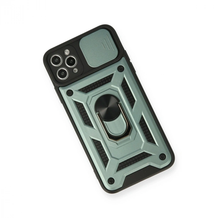 Apple İphone 11 Pro Max Kılıf Pars Lens Yüzüklü Silikon - Yeşil