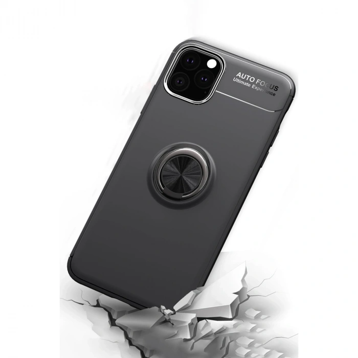 Apple İphone 11 Pro Max Kılıf Range Yüzüklü Silikon - Kırmızı