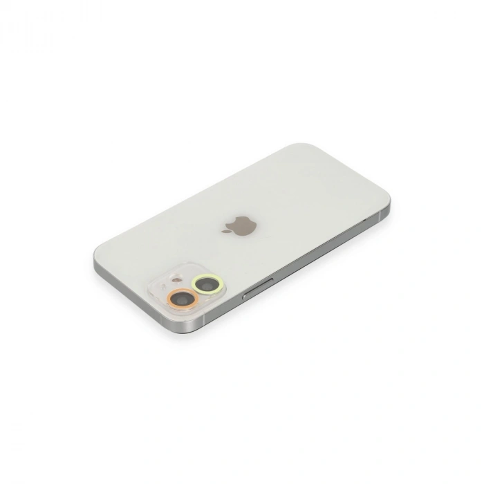 Apple İphone 11 Renkli Kamera Lens Koruma Cam - Sarı-turuncu