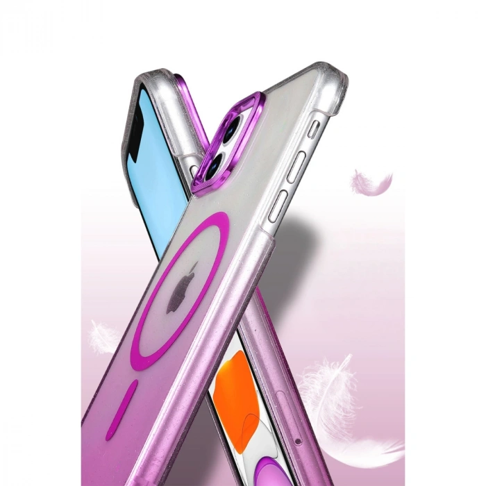 Apple İphone 12 Glossy Magsafe Kapak - Mor