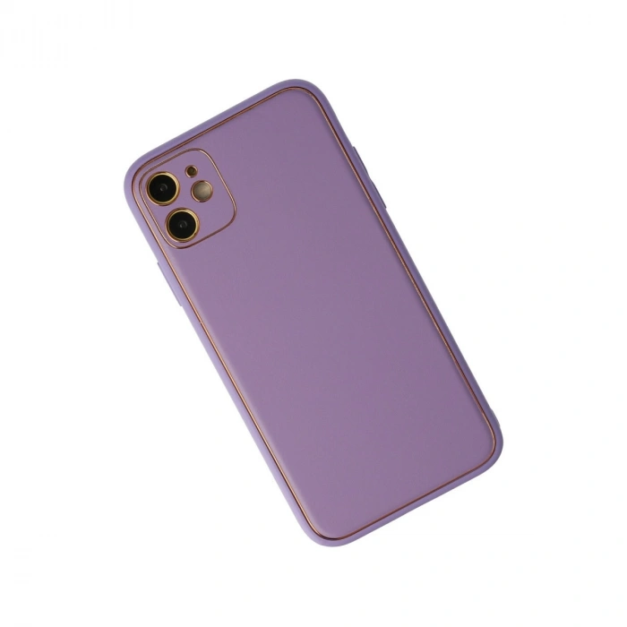 Apple İphone 12 Kılıf Coco Deri Silikon Kapak - Lila
