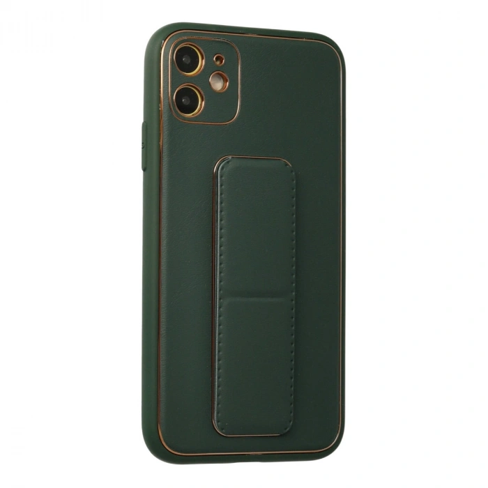 Apple İphone 12 Kılıf Coco Deri Standlı Kapak - Yeşil