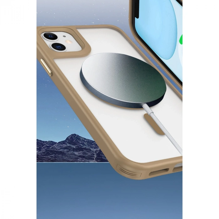 Apple İphone 12 Kılıf Enka Magsafe Silikon Kılıf - Desert