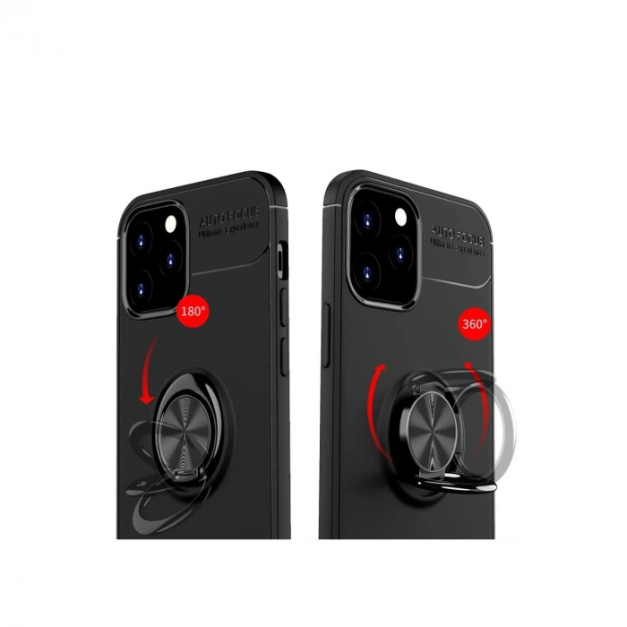 Apple İphone 12 Kılıf Range Yüzüklü Silikon - Kırmızı