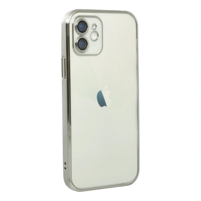 Apple İphone 12 Kılıf Razer Lensli Silikon - Gümüş