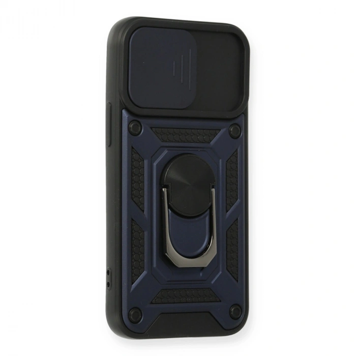 Apple İphone 12 Mini Kılıf Pars Lens Yüzüklü Silikon - Lacivert