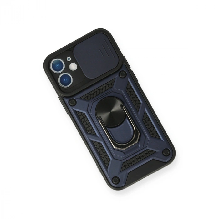 Apple İphone 12 Mini Kılıf Pars Lens Yüzüklü Silikon - Lacivert