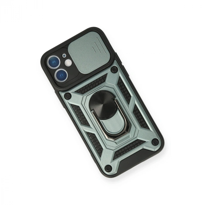 Apple İphone 12 Mini Kılıf Pars Lens Yüzüklü Silikon - Yeşil