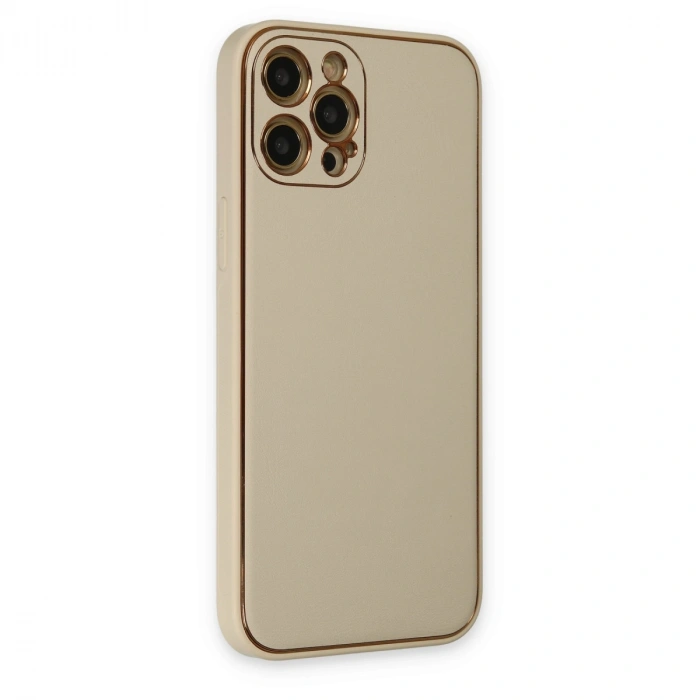 Apple İphone 12 Pro Kılıf Coco Deri Silikon Kapak - Gold