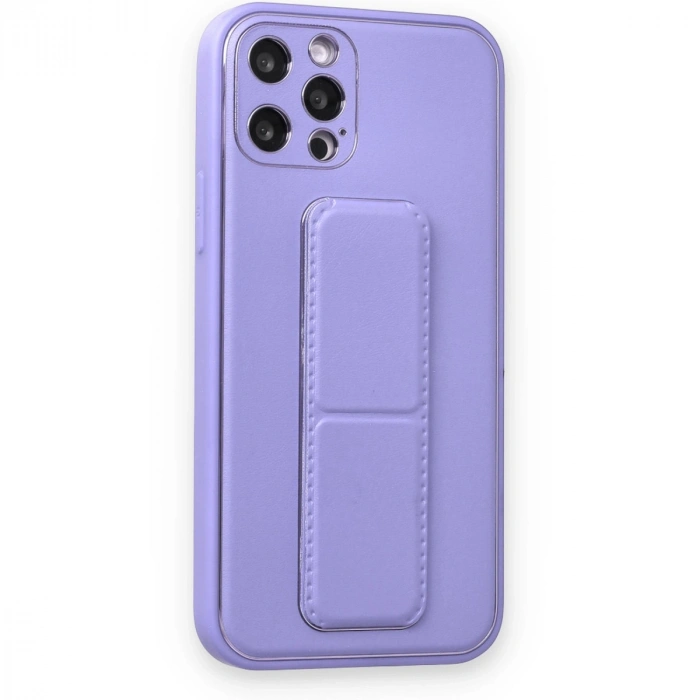 Apple İphone 12 Pro Kılıf Coco Deri Standlı Kapak - Koyu Lila