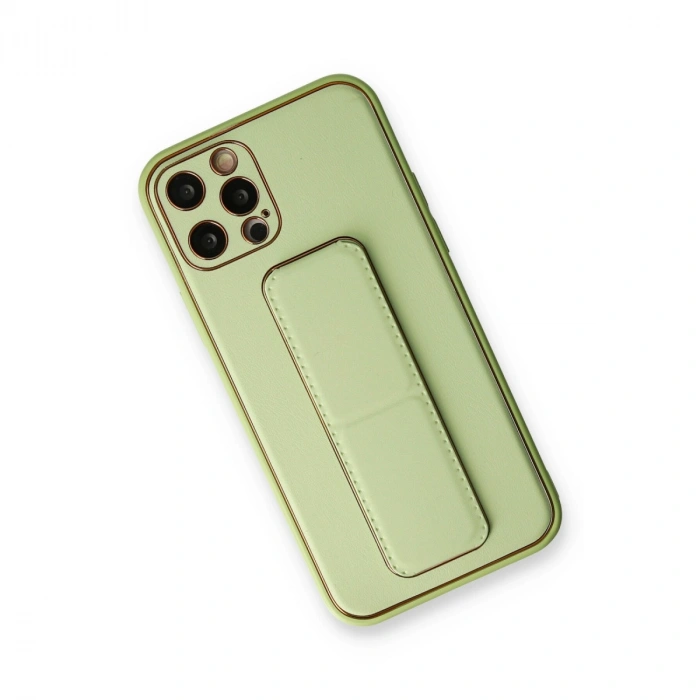 Apple İphone 12 Pro Kılıf Coco Deri Standlı Kapak - Su Yeşili