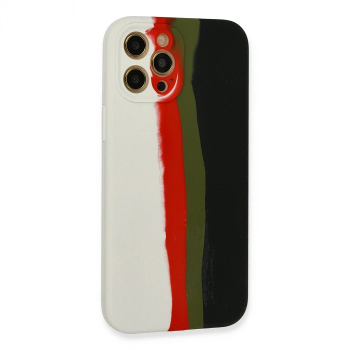 Apple İphone 12 Pro Kılıf Ebruli Lansman Silikon - Beyaz-siyah