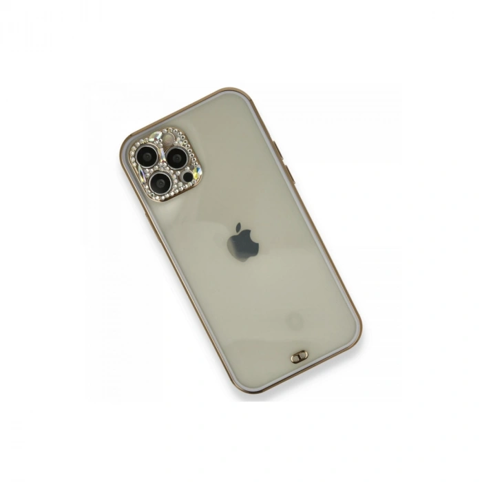 Apple İphone 12 Pro Kılıf Liva Taşlı Silikon - Mor