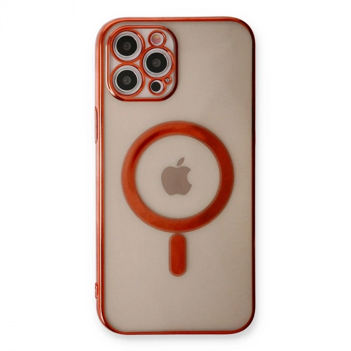 Apple İphone 12 Pro Kılıf Magneticsafe Lazer Silikon - Kırmızı