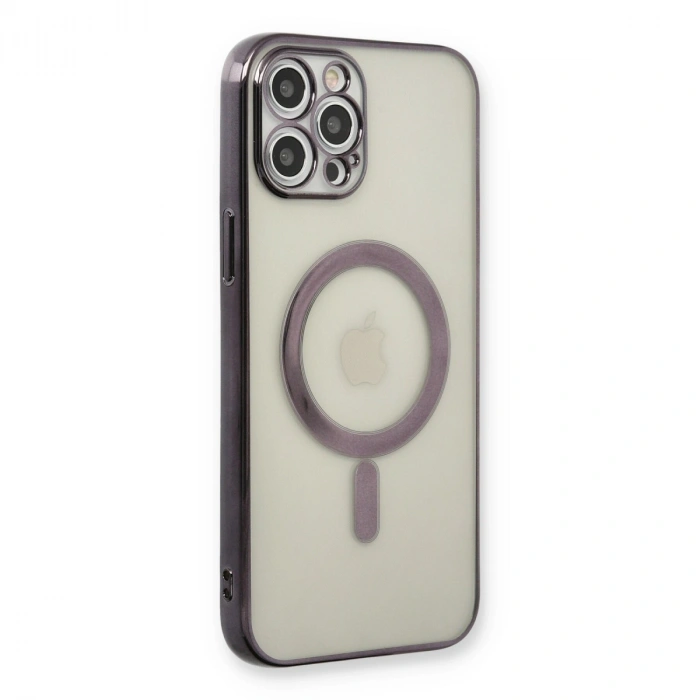 Apple İphone 12 Pro Kılıf Magneticsafe Lazer Silikon - Siyah