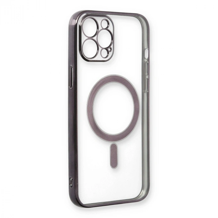 Apple İphone 12 Pro Kılıf Magneticsafe Lazer Silikon - Siyah