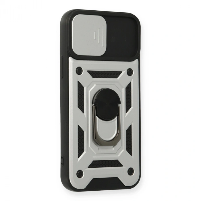 Apple İphone 12 Pro Kılıf Pars Lens Yüzüklü Silikon - Gümüş