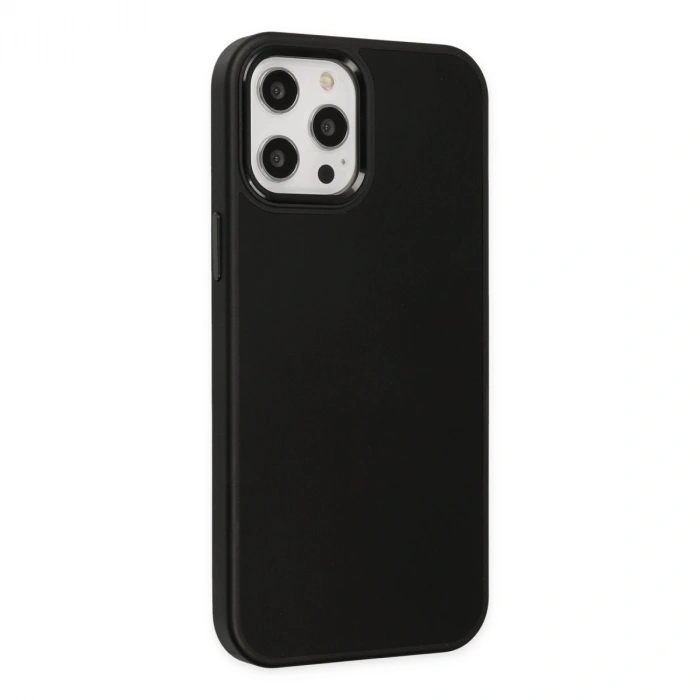 Apple İphone 12 Pro Max Kılıf Asya Deri Silikon - Siyah