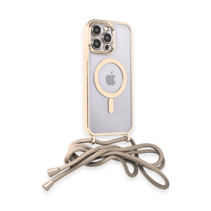 Apple İphone 12 Pro Max Kılıf Divo Lazer Askılı Magsafe Kapak - Gold