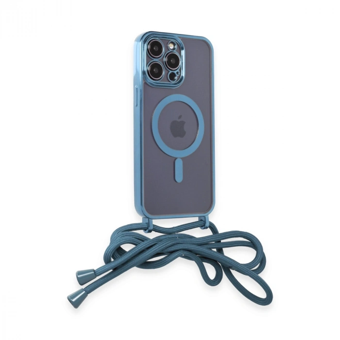 Apple İphone 12 Pro Max Kılıf Divo Lazer Askılı Magsafe Kapak - Sierra Blue