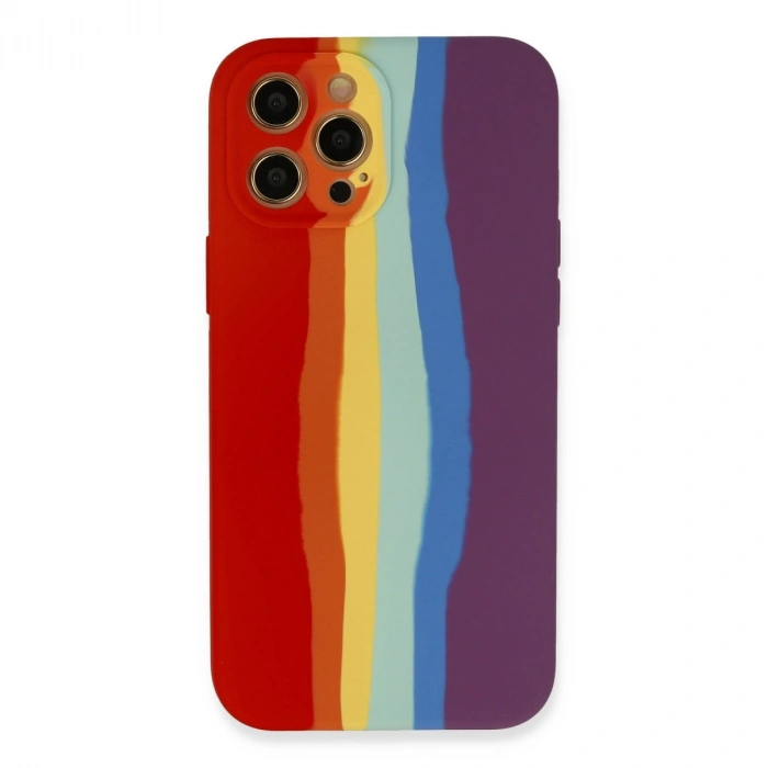 Apple İphone 12 Pro Max Kılıf Ebruli Lansman Silikon - Kırmızı-mor