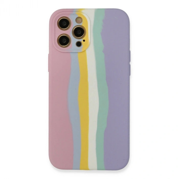 Apple İphone 12 Pro Max Kılıf Ebruli Lansman Silikon - Pembe-lila