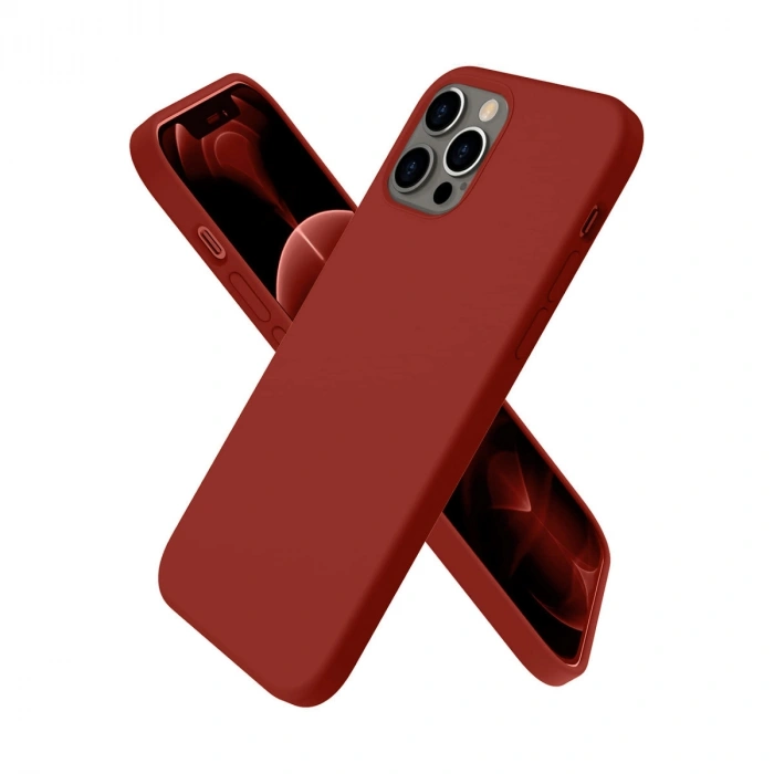 Apple İphone 12 Pro Max Kılıf First Silikon - Bordo