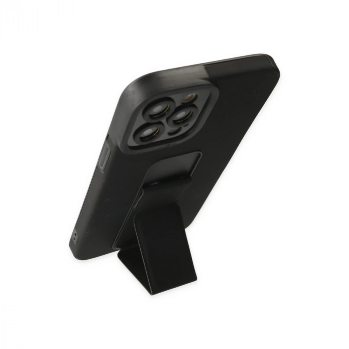 Apple İphone 12 Pro Max Kılıf Mega Standlı Silikon - Siyah