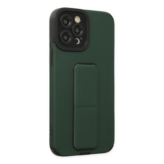 Apple İphone 12 Pro Max Kılıf Mega Standlı Silikon - Yeşil
