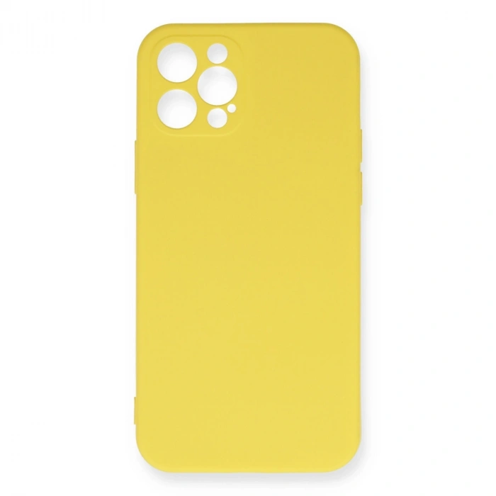 Apple İphone 12 Pro Max Kılıf Nano İçi Kadife Silikon - Sarı