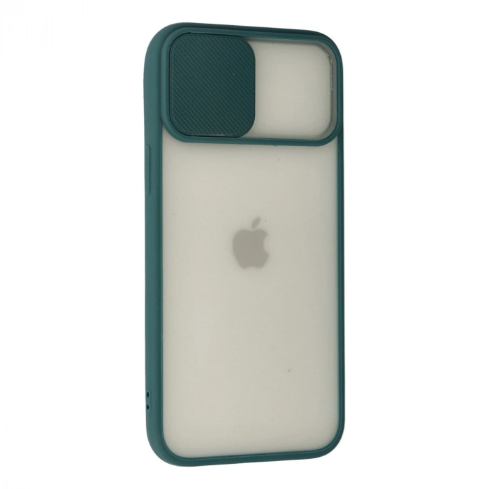 Apple İphone 12 Pro Max Kılıf Palm Buzlu Kamera Sürgülü Silikon - Yeşil