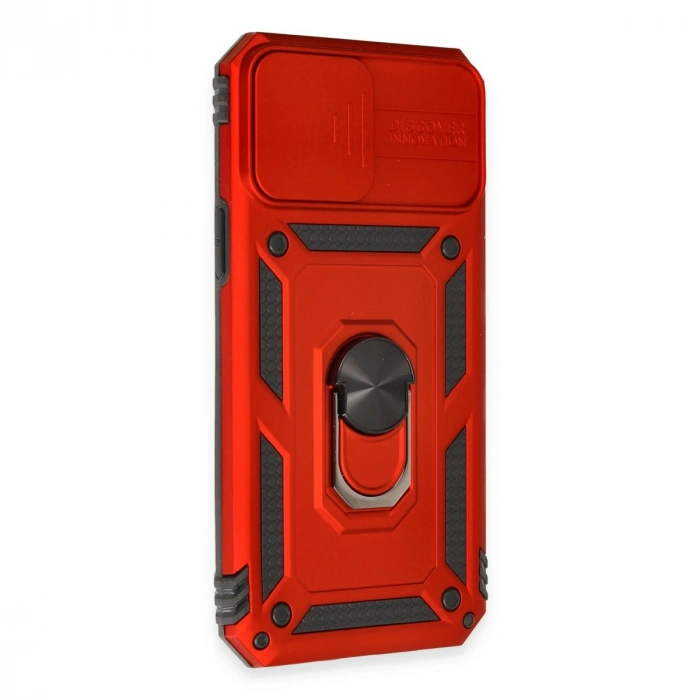 Apple İphone 12 Pro Max Kılıf Pars Lens Yüzüklü Silikon - Kırmızı