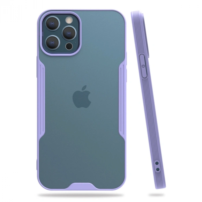 Apple İphone 12 Pro Max Kılıf Platin Silikon - Lila