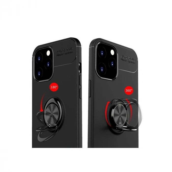 Apple İphone 12 Pro Max Kılıf Range Yüzüklü Silikon - Kırmızı