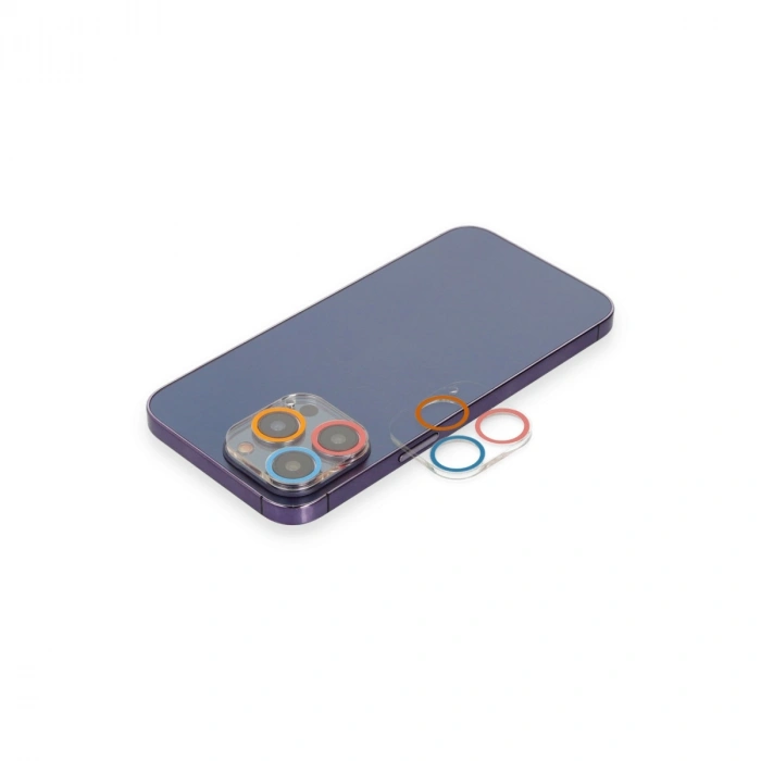 Apple İphone 12 Pro Max Renkli Kamera Lens Koruma Cam - Pembe-mavi