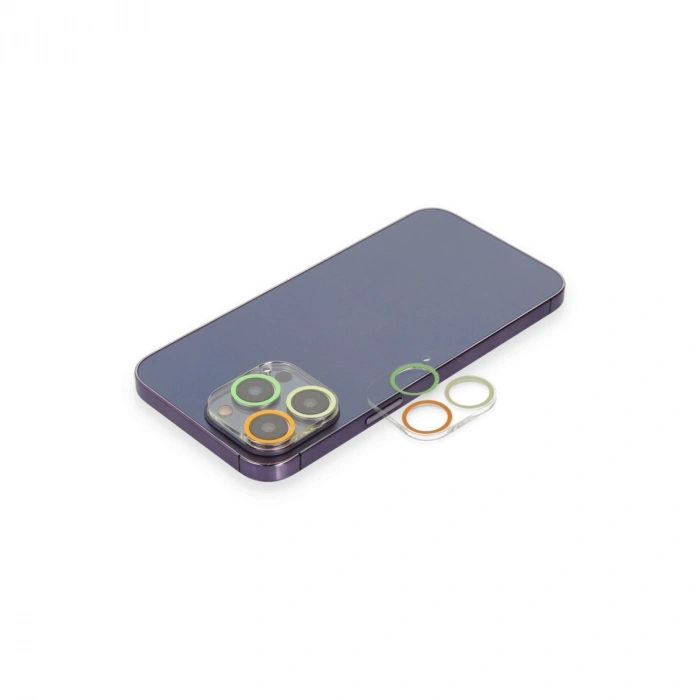 Apple İphone 12 Pro Max Renkli Kamera Lens Koruma Cam - Sarı-turuncu