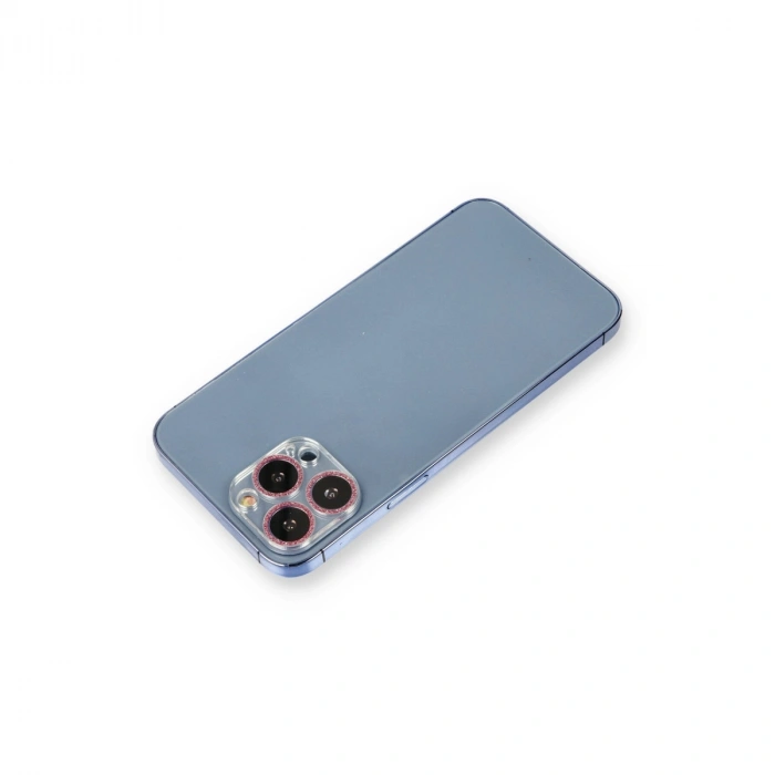 Apple İphone 12 Pro Shine Kamera Lens Koruma Cam - Pembe