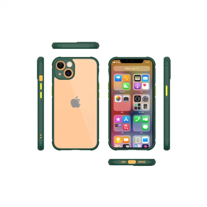 Apple İphone 13 Mini Kılıf Miami Şeffaf Silikon - Koyu Yeşil