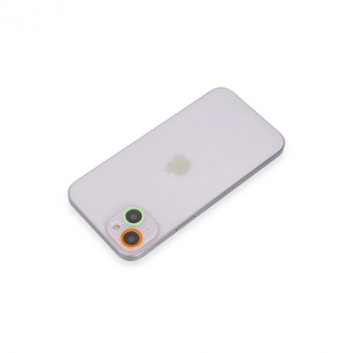 Apple İphone 13 Mini Renkli Kamera Lens Koruma Cam - Turuncu-yeşil